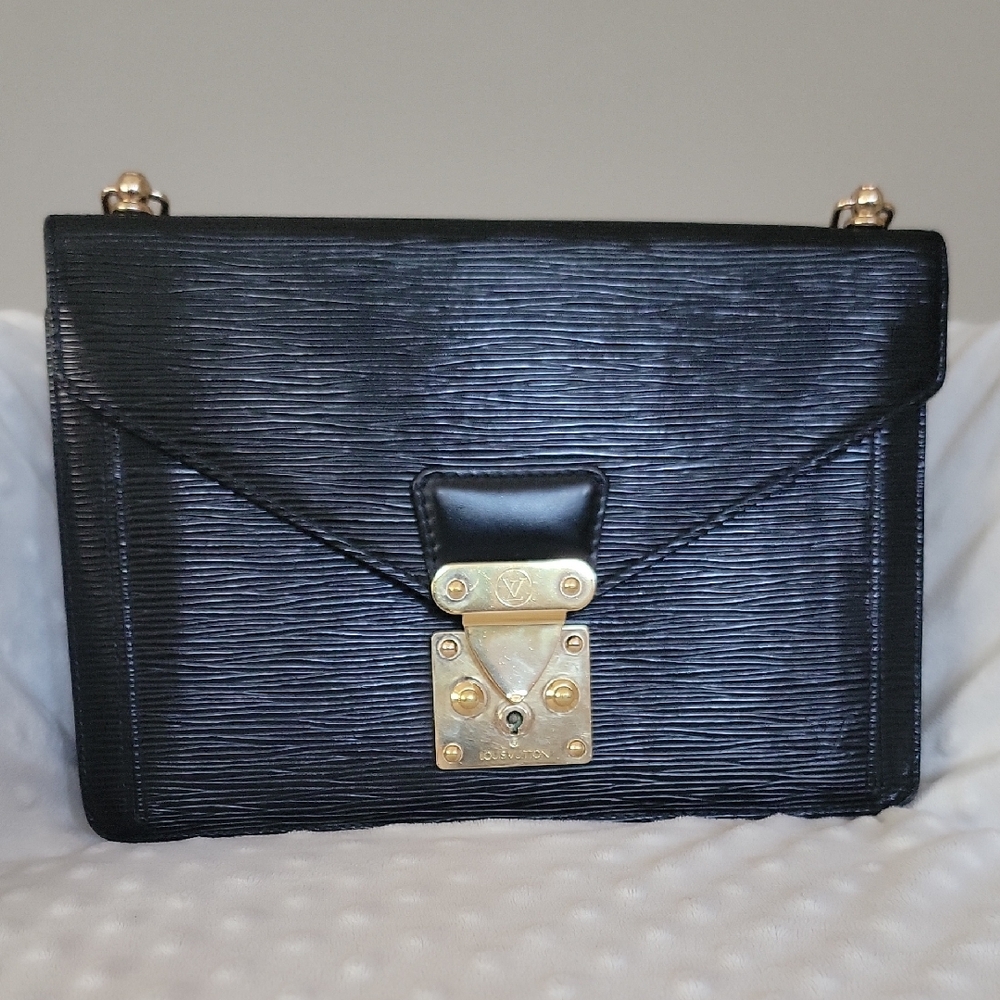 Louis Vuitton Black Epi Clutch converted to Crossbody